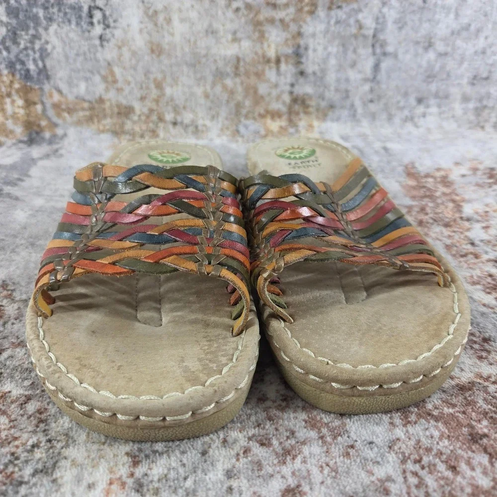 Earth Spirit Calhoun Gelron 2000 Slide Sandals Women 7.5 Woven Leather‎ Huarache